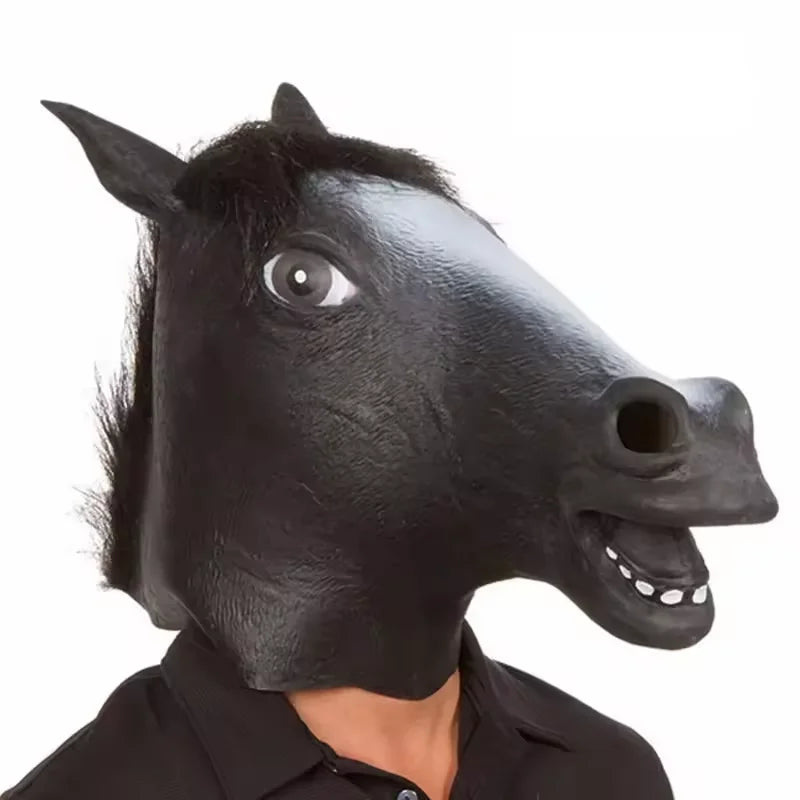 Horse Head Mask  Halloween Cosplay Costume Creepy Animal Costume Prop Headgear Halloween Decor Funny Rubber Animal Head Mask