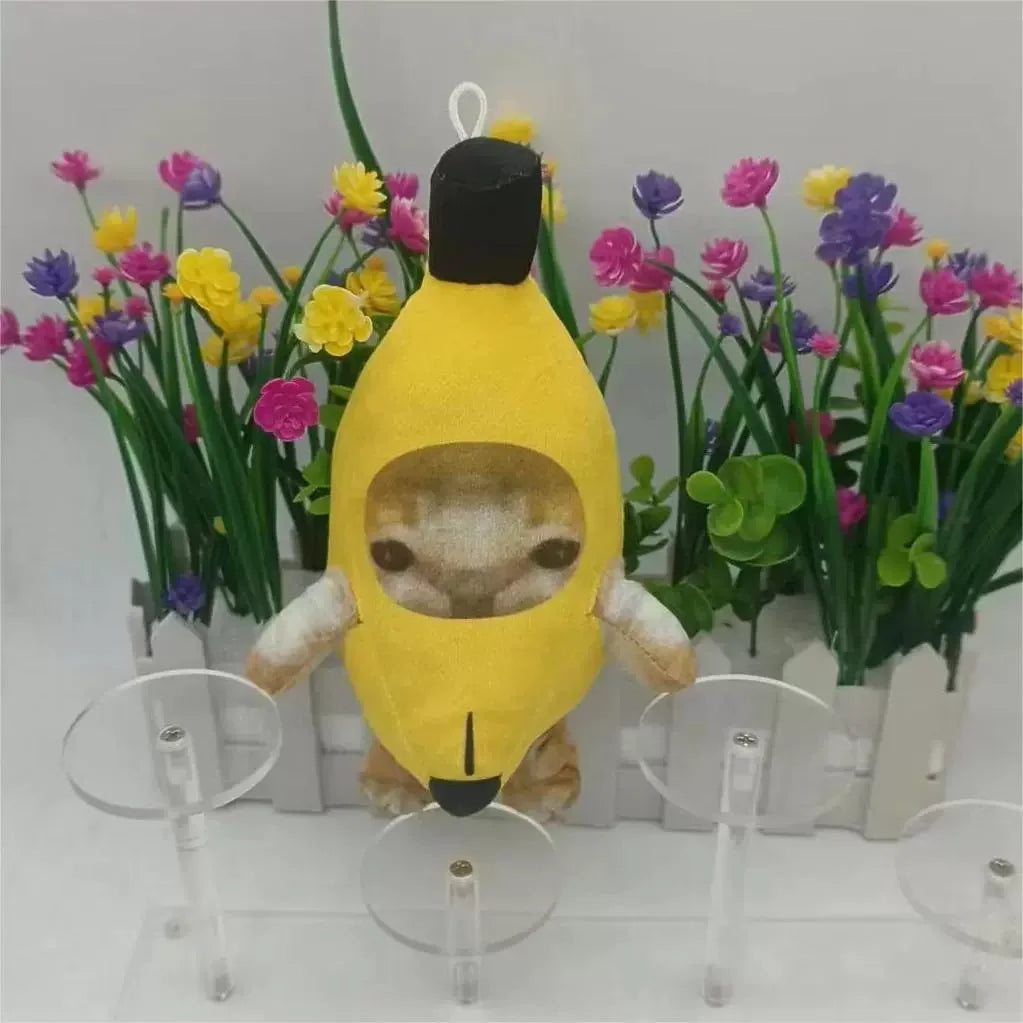 18cm Banana Cat Doll Keychain Crying Happy Banana Cat Plush Pendant With Sound Toy Funny Car Bag Pendant Keyring Accessorie Gift