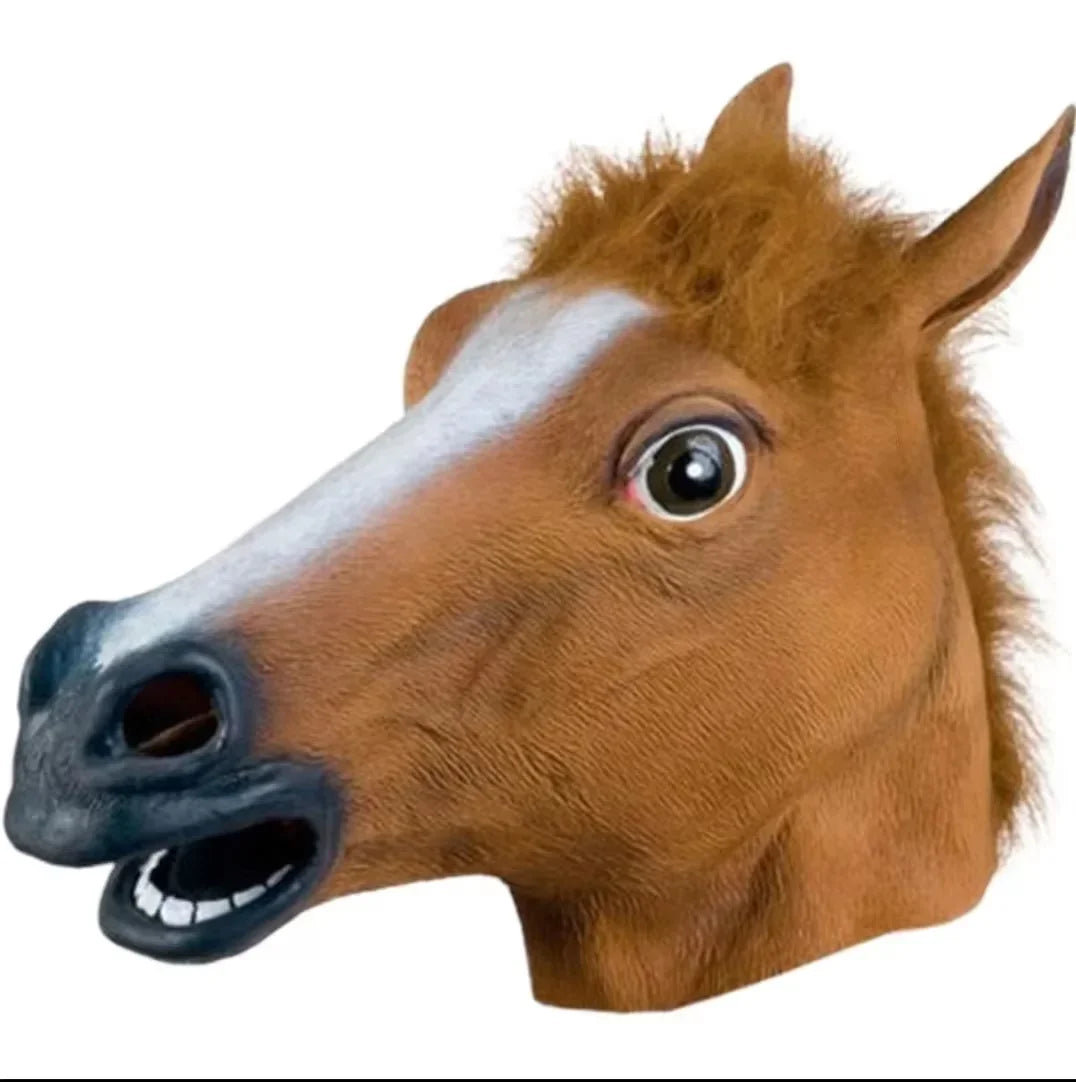 Horse Head Mask  Halloween Cosplay Costume Creepy Animal Costume Prop Headgear Halloween Decor Funny Rubber Animal Head Mask