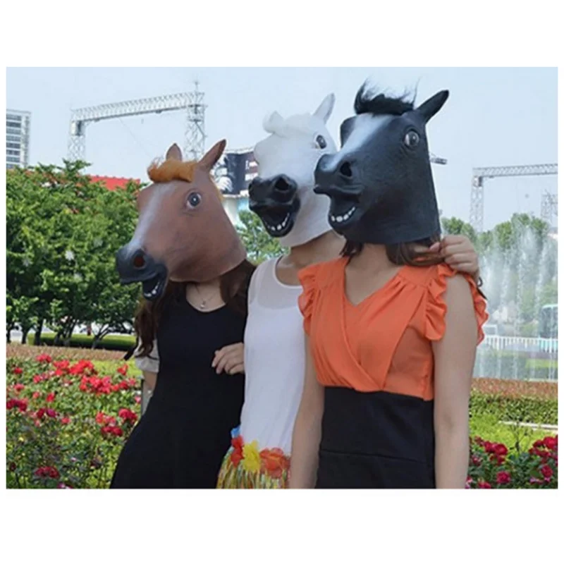 Horse Head Mask  Halloween Cosplay Costume Creepy Animal Costume Prop Headgear Halloween Decor Funny Rubber Animal Head Mask