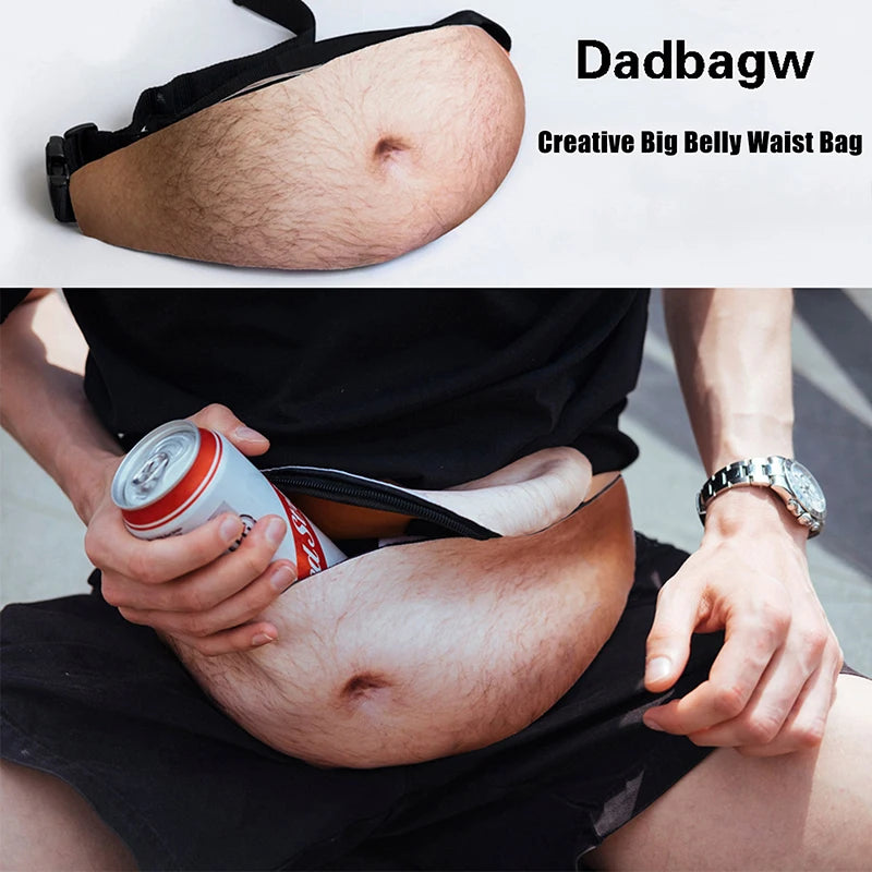 Funny Dad Bod Money Belt Bag Men Travel Bags Flesh Color Creative Fanny Pack Beer Fat Belly Bum Pouch Waist Bag