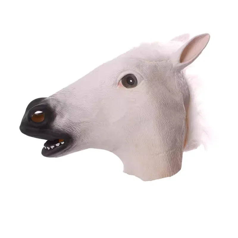 Horse Head Mask  Halloween Cosplay Costume Creepy Animal Costume Prop Headgear Halloween Decor Funny Rubber Animal Head Mask