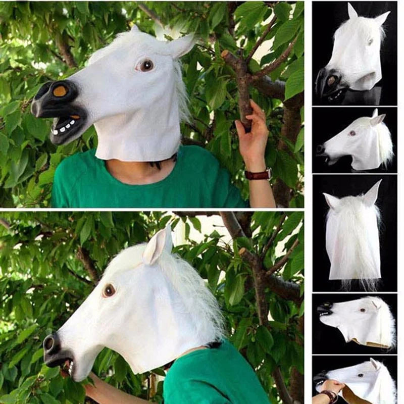 Horse Head Mask  Halloween Cosplay Costume Creepy Animal Costume Prop Headgear Halloween Decor Funny Rubber Animal Head Mask