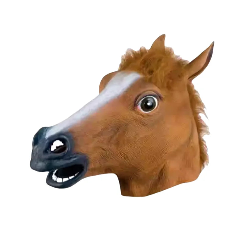 Horse Head Mask  Halloween Cosplay Costume Creepy Animal Costume Prop Headgear Halloween Decor Funny Rubber Animal Head Mask