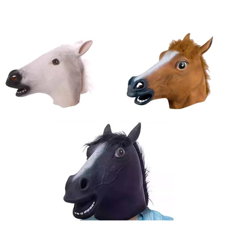 Horse Head Mask  Halloween Cosplay Costume Creepy Animal Costume Prop Headgear Halloween Decor Funny Rubber Animal Head Mask